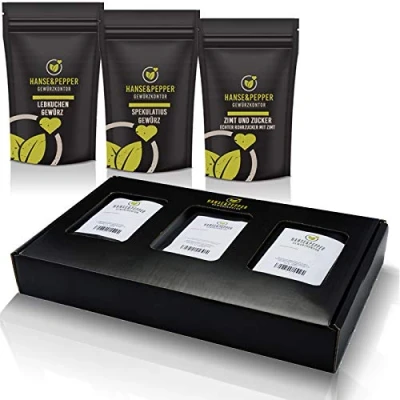 Abbildung von 3x250g Lebkuchen Spekulatius Zimt und Zucker Weihnachtsgewürze Geschenkset