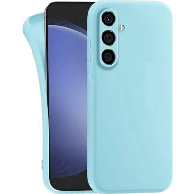Abbildung von MyGadget Hülle für Samsung Galaxy S23 FE robuste Silikon Schutzhülle TPU Case Slim Silikonhülle Back Cover Kratzfest Handyhülle Matt Babyblau