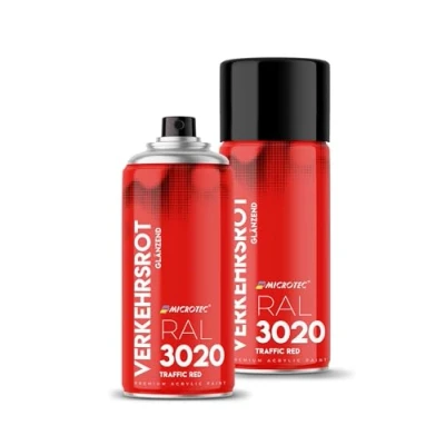 Abbildung von MICROTEC® Sprühlack 400ml hochwertiges Acryllackspray matt oder glänzend Sprühfarben für Metall, Holz, Kunststoff u.v.m. große Farbauswahl (Rot RAL 3020)