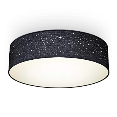 Abbildung von B.K.Licht Deckenleuchte Stoffdeckenlampe Schwarz E27 Sternenhimmel BKL1347, LED wechselbar, 2 flammig 40W Textil Schlafzimmer Wohnzimmer Büro