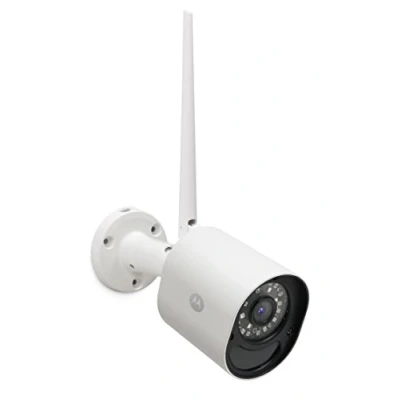 Abbildung von Motorola Lifestyle FOCUS 72 Outdoor Überwachungskamera mit Wandmontage Zoom, Infrarot Nachtsicht Funktion und einen Bewegungsmelder, LAN, WLAN App Unterstützung Weiß