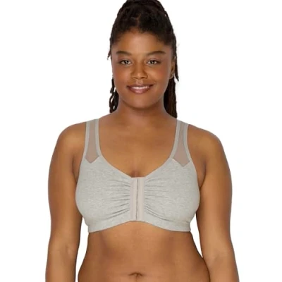 Abbildung von Fruit of the Loom Women&#039;s Comfort Front Close Sport Bra with Mesh Straps, Grey Mixed, 36C