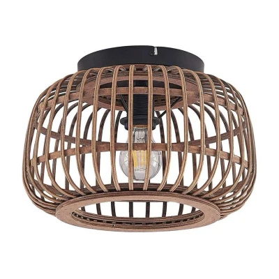 Abbildung von Lindby Deckenleuchte Bominio, Ø 33 cm, Rattan, Holz, E27