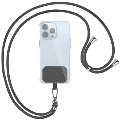 Abbildung von mtb more energy® Universal Handykette Dunkelgrau/Silber kompatibel mit vielen Handyhüllen hochwertiges Band Seil Kordel zum Umhängen