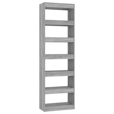 Abbildung von SDWEHO7 Bücherregal Standregal freistehendes Büroregal Aktenregal Aufbewahrungsregal Raumteiler Lagerregal für Wohnzimmer, Grau Sonoma 60x30x198 cm