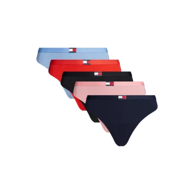 Abbildung von Tommy Hilfiger Heritage FLAG Thong 6 PACK String, Damen, Größe: 34, Pink/hot heat/black/blue/night