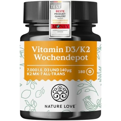 Abbildung von Vitamin D3/K2 Wochendepot Tabletten 180 Nature Love St