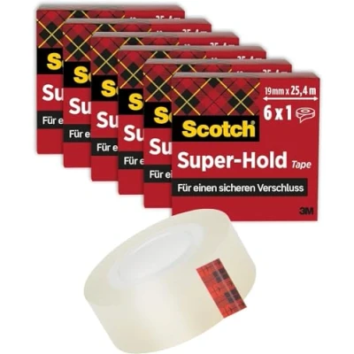 Abbildung von Scotch Super Hold Tape 6 Rollen, 19 mm x 25,4 m Durchsichtiges Allzweckband für Schule, Heim und Büro