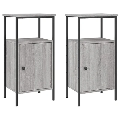 Abbildung von vidaXL Nachttisch Nachttische 2 Stk. Grau Sonoma 41x31x80 cm Holzwerkstoff (2 St)