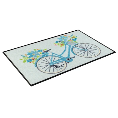 Abbildung von wash+dry by Kleen Tex Fußmatte &quot;Daisy Daisy&quot;, rechteckig, Schmutzfangmatte, Motiv Fahrrad, In und Outdoor geeignet, waschbar