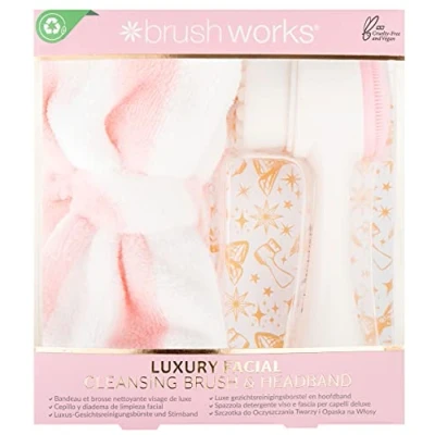 Abbildung von Brushworks Luxuriöse Gesichtsreinigungsbürste und Kopfband.