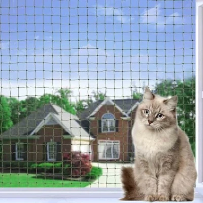 Abbildung von Tatamiyya Katzennetz Für Balkon, Drahtverstärkt 4x3m, Balkonnetz ist Robust Biss Und Reißfest, UV Witterungsbeständig, Zum Balkonen, ​Terrassen Fenstern(Olivgrün)