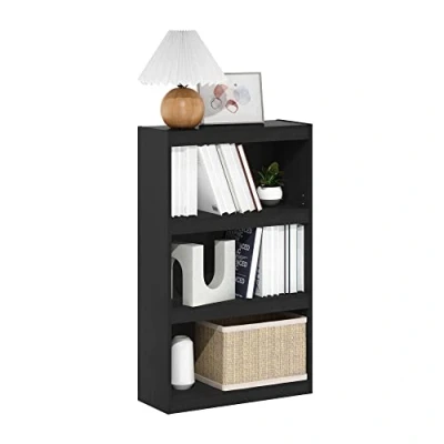 Abbildung von Furinno Jaya Enhanced Home Bücherregal, 3 stufiges verstellbares Schwarzes Holz