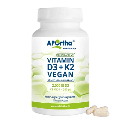 Abbildung von Aportha D3 2.000 Ie + K2 Mk 7 Cyclo 200ug Vegan 120 St
