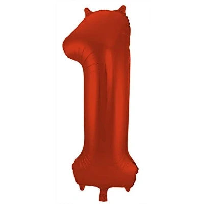 Abbildung von Folienballon Zahl 1 Rot Metallic Matte 86cm