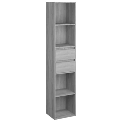 Abbildung von vidaXL Bücherregal, Bücherschrank mit viel Stauraum, Standregal für Schlafzimmer Wohnzimmer Büro, Büroregal Aktenregal Regal, Grau Sonoma
