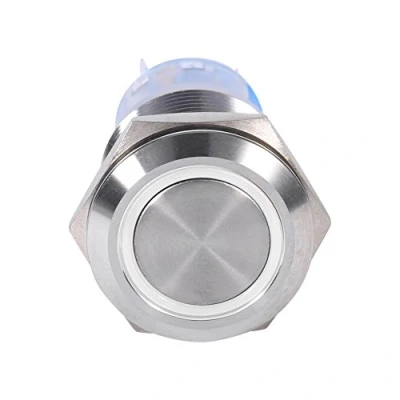 Abbildung von Keenso Auto LED Drucktaste, 19mm 12 24V selbstsichernde Taste Wasserdicht Startknopf Metall Runde Schalter Druckschalter 1NO1NC (Weiß)