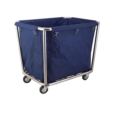 Abbildung von HENDI Wäschewagen 90 x 65 85 cm Wäschesack herausnehmbar Edelstahl Rahmen 4x Lenkrollen Oxfordgewebe, Gastro Hotel Wäschtrolley
