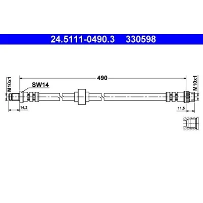 Abbildung von ATE 24.5111 0490.3 Bremsschläuche 490 M10x1 RENAULT: ESPACE 3