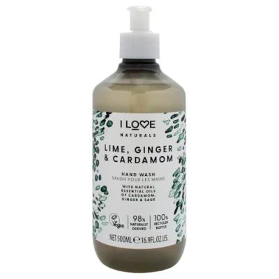 Abbildung von I Love Naturals Lime, Ginger &amp; Cardamon Hand Wash, Natural Oils Of Cardamon, Sage, Gently Removes Impurities, Refreshing Cleansing Formula, 100% Recycled Bottle Vegan Friendly 500ml