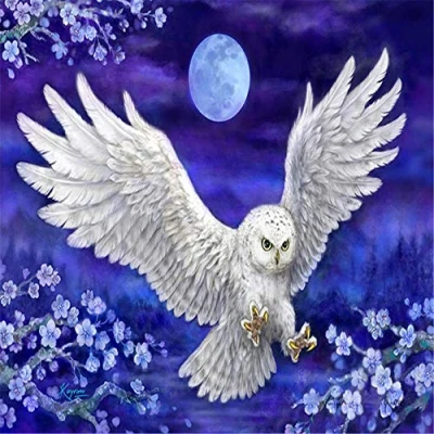 Abbildung von Yingxin34 Puzzle 4000 Teile Mond mit weißer Eule Jigsaw Spiel Erwachsene Kinder Familie Dekompression Spielzeug 55.70x34.44 Zoll (141.5 x 87.5cm)