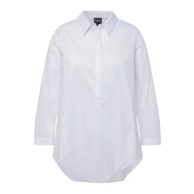 Abbildung von Ulla Popken LONG Sleeve Collared Hilow Bluse, Damen, Größe: 46/48, Snow white