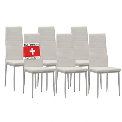 Abbildung von Albatros International Esszimmerstuhl Esszimmerestuhl Küchenstuhl MILANO, Kunstleder Bezug (6er Set, Weiss), edles Italienisches Design, Polsterstuhl, hohe Belastbarkeit, Modern