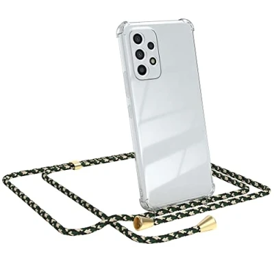 Abbildung von EAZY CASE Handykette kompatibel mit Samsung Galaxy A53 (5G) Handyhülle Umhängeband, Handykordel Schutzhülle, Silikonhülle, Hülle Band, Stylische Kette Hülle, Grün Camouflage