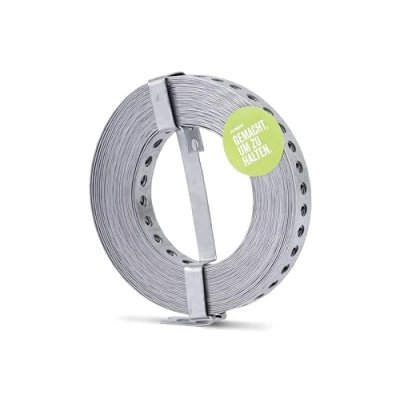 Abbildung von Alberts 334208 Lochband mit oder ohne Abrollkasette sendzimirverzinkt Breite 17 mm Länge 10 m