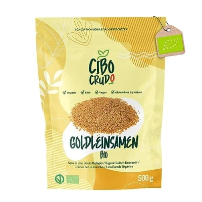 Abbildung von Leinsamen Bio Ganz 500g. Ganz. Goldleinsamen Reich an Omega 3 Fasern und Mineralsalzen. Organic Flaxseed.