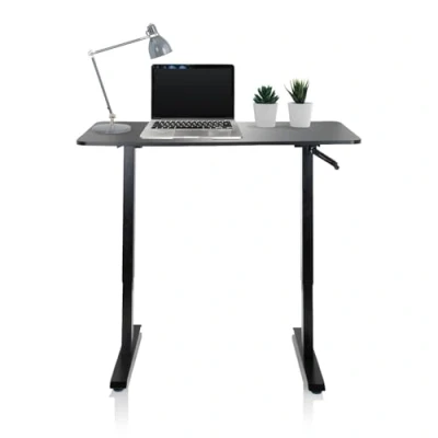 Abbildung von hjh OFFICE 802115 Schreibtisch höhenverstellbar 120x60 cm Stand CR Schwarz Computertisch manuell verstellbar