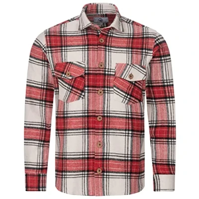 Abbildung von Rock Creek Herren Hemd Kariertes Flanellhemd Karohemd Herrenhemd Flanell Hemden Holzfällerhemd Übergangsjacke Langarm Kariert Winter H 325 Rot 3XL