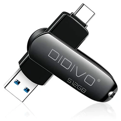 Abbildung von DIDIVO USB C Stick 512GB Flash Laufwerk 2 in 1 3.0 Typ Speicherstick OTG Pen Externer Speicher für Smartphones, Tablets, Neues MacBook, Laptops,PC (512GB, Schwarz)