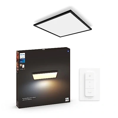 Abbildung von Philips Hue Aurelle White Ambiance Groß Viereckig Schwarz + Dimmer