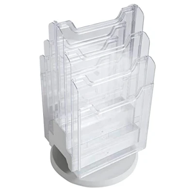 Abbildung von Exacompta 60558D Tischprospektständer Desk Tower (mit 6 Fächer A4 hoch) 1 Stück, lichtgrau/transparent