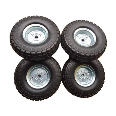 Abbildung von 4 x FROSAL PU Rad Bollerwagen Ø 260 mm 4.10/3.50 Ersatzrad Reifen Sackkarre Achse 16 pannensicher mit Kugellager Stahlfelge silber Sackkarrenrad
