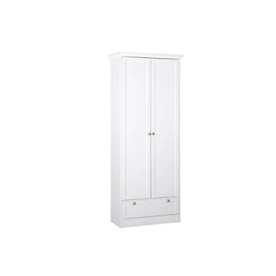 Abbildung von Landhaus Schrank Mehrzweckschrank Schuhschrank (B/H/T: 80 x 200 39), weiß, Möbelgriffe antik