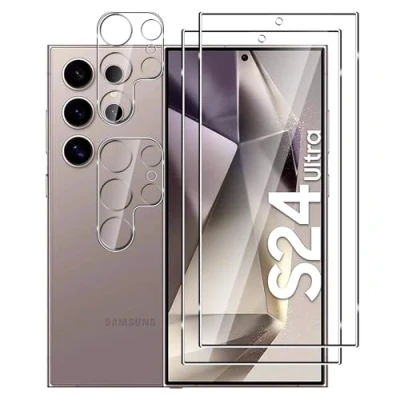 Abbildung von FWKDWHPH [2+2 Stück Temperglas Schutzfolie für Samsung Galaxy S24 Ultra und Kamera Schutzfolie,9H Härte,kratzfest,blasenfrei,0,25 mm Dünn HD Displayschutz