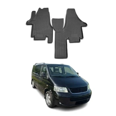 Abbildung von OMAC Gummimatten Fußmatten kompatibel mit VW Multivan T5 2003 2015 TPE Matten Schwarz 2X