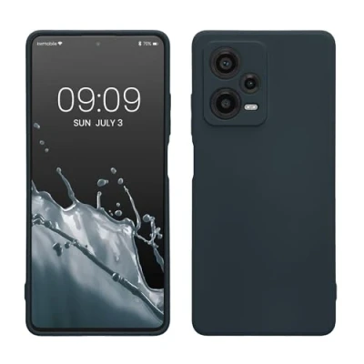 Abbildung von kwmobile Slim Case kompatibel mit Xiaomi Redmi Note 12 Pro+ 5G / Pro Plus Hülle Handyhülle aus Silikon in Dunkler Schiefer