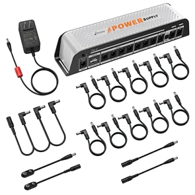 Abbildung von Donner DP Z 9 V Gitarren Pedalnetzteil, 10 Isolierter DC Ausgang mit USB Anschluss für V/12 V/18 Effektpedal 18 2000 m Eingang