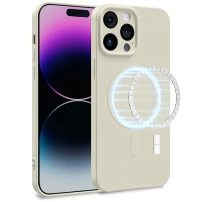 Abbildung von MyGadget Hülle für Apple iPhone 14 Pro Max [ kompatibel mit MagSafe ] Zweilagige Handyhülle Kameraschutz Cover Innenfutter &amp; Silikon außen Eierschale