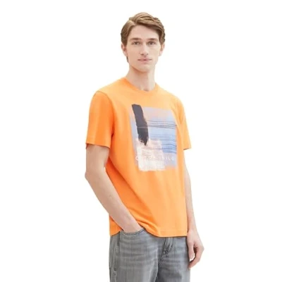 Abbildung von TOM Tailor Tshirt print, Herren, Größe: Large, Fruity melon orange