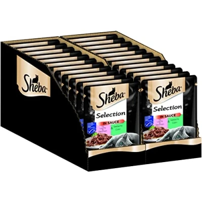 Abbildung von Sheba Katzennassfutter Selection in Sauce, 24 Portionsbeutel, 24x85g Katzenfutter nass, mit Lachs und Seelachs (MSC zertifiziert)