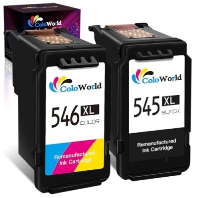 Abbildung von ColoWorld PG 545XL CL 546XL Schwarz Farbe Druckerpatronen, Multipack für Canon Druckerpatronen 545 546 Pixma TS3351 TS3451 MX495 TR4551 TR4550 TS3450 TS3350 MG2550s TS3150 MG3050 Druckers
