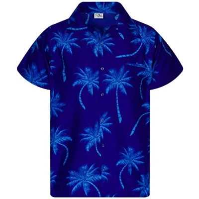 Abbildung von King Kameha Funky Hawaii Hemd, Kurzarm, Palm Shadow, Blau Türkis, XXL