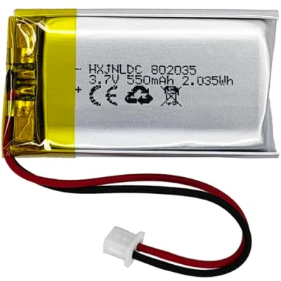 Abbildung von DC 3.7V 550mAh 802035 wiederaufladbare Lithium Polymer Batterie passend für DIY 3.7 5V elektronische Produkte mit eingebautem 2 Draht Batterieaustausch und LED Leuchten