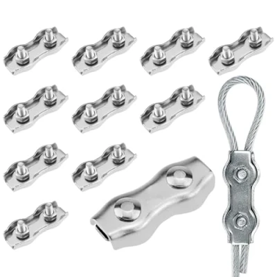 Abbildung von Gebrazy M4 Duplex Klemme,12 Stück Drahtseilklemme,Edelstahl 304 Kabelklemme, Seilverbinder Klemme Edelstahl für Drahtseil 4mm Stahlseil Wäscheleinenspanner Markise Fixiert (M4)