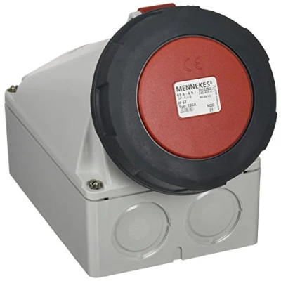 Abbildung von MENNEKES 136A, 5P, 6 h, Schwarz, Rot, Weiß, IP67, 400 V, 63 A