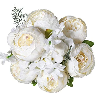 Abbildung von Veryhome Künstliche Blume Pfingstrose Gefälschte Hochzeit Blumenstrauß Dekoration Familie Tabelle Öffentlich Auto Küche Büro Garten Innen Im Freien Braut Begrünung Pflanzen